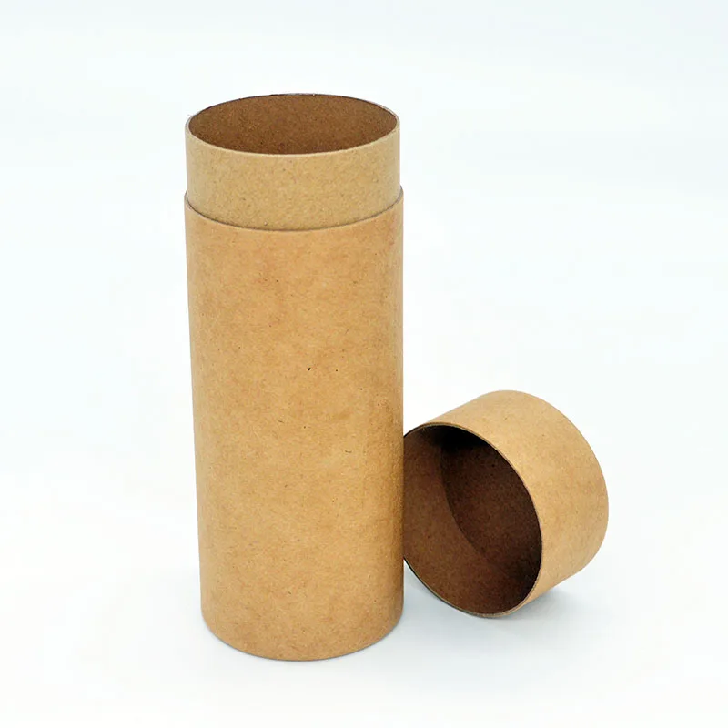 Round Paper Boxes Cylinder Boxes Kraft Paper Natural Brown Household Products Kraft Paper Box Lunch for Food  Telescope
