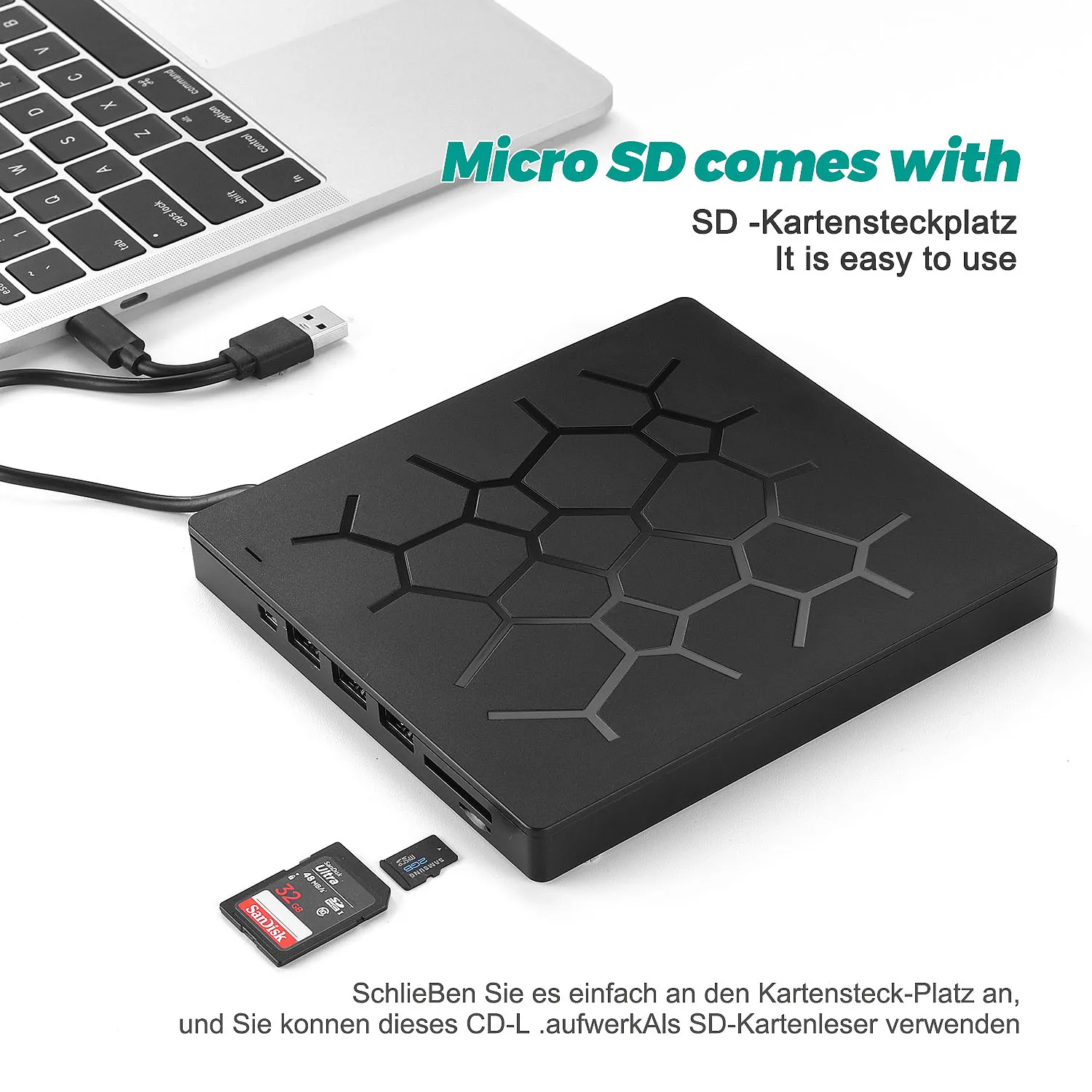 Новый тонкий внешний привод 9 5 мм для CD/DVD с USB 3 0 и Type-C VCD/DVD/CD -ROM/-R/ + R /-RW устройство