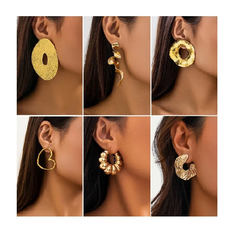 Wholesale Mixed Chunky Hoop Earrings Jewelry For Women 18k Gold Plated Huggie Chunky Statement Earrings