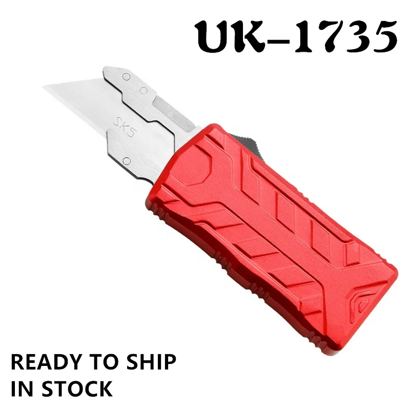 Aluminum Alloy Shell 5 Extra Blades Automatic OTF Wholesale Price Utility Knife Box Cutters