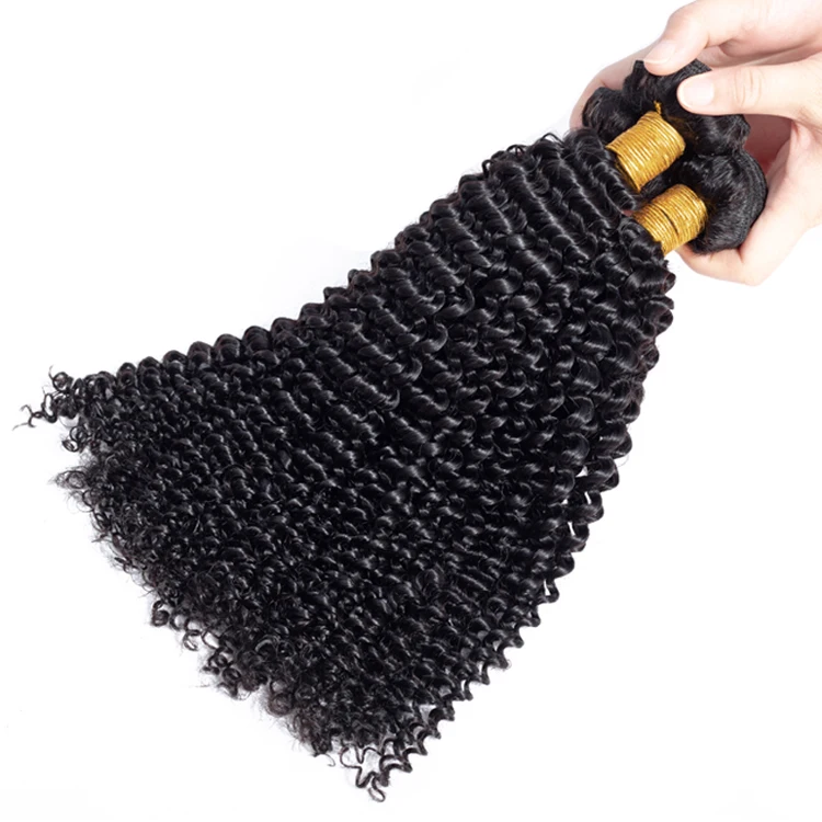 Brazilian Human Hair Weaves Kinky Curly 3 Bundles With Swiss Lace Closure Curly Skin Weft Hair Wave Remy Human Hair