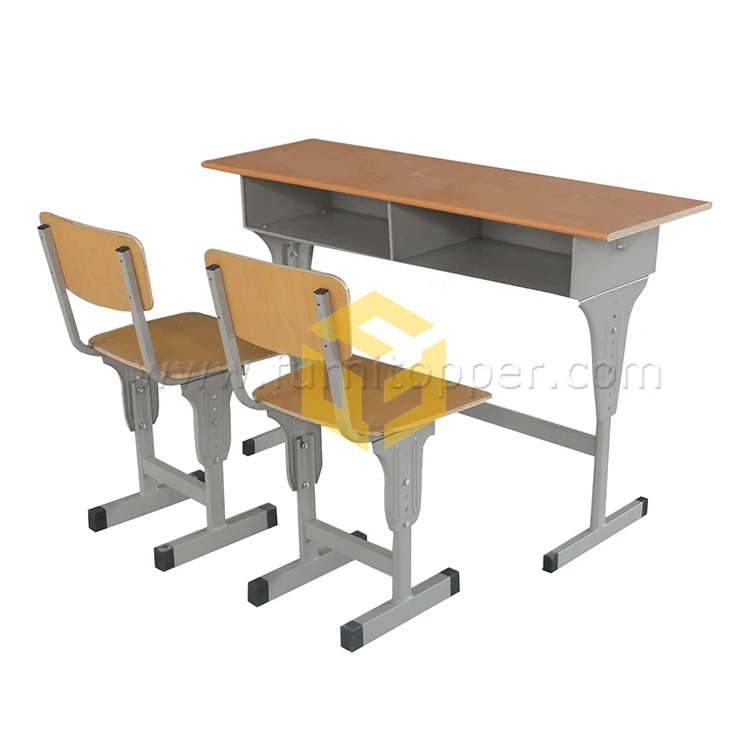 High School University Study Room Classroom Double Seat Table Furniture School Desk And Chair MDF With Melamine Fireproof Board