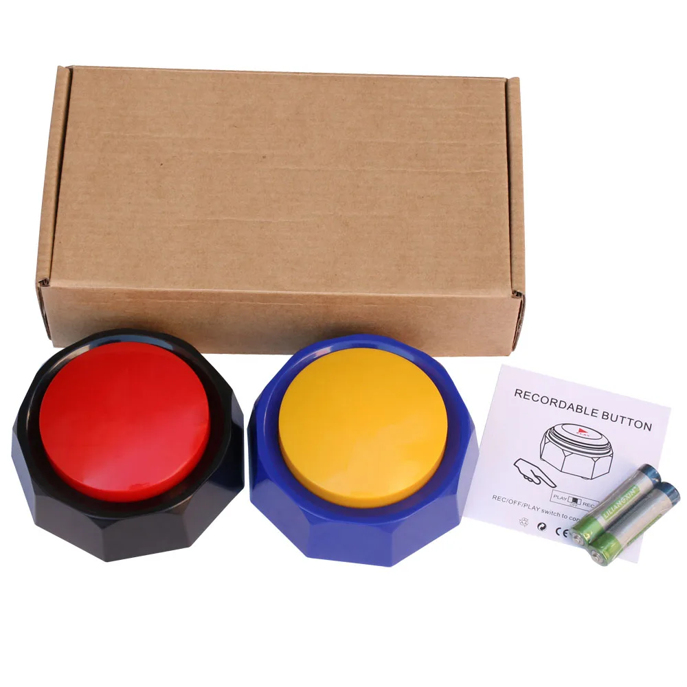 Amazon Hot Selling Toys 2pcs In A Box Funny Programable Recordable Talking/Sound Button Recordable Buzzer For Gift/Game