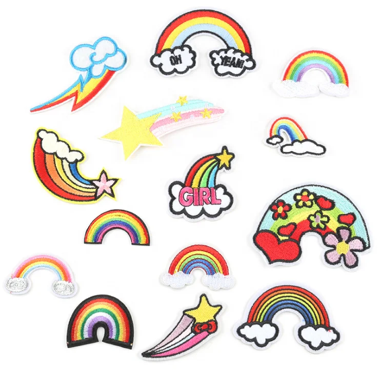 
Custom Fashion DIY Rainbow Embroidery Patch For Clothing 