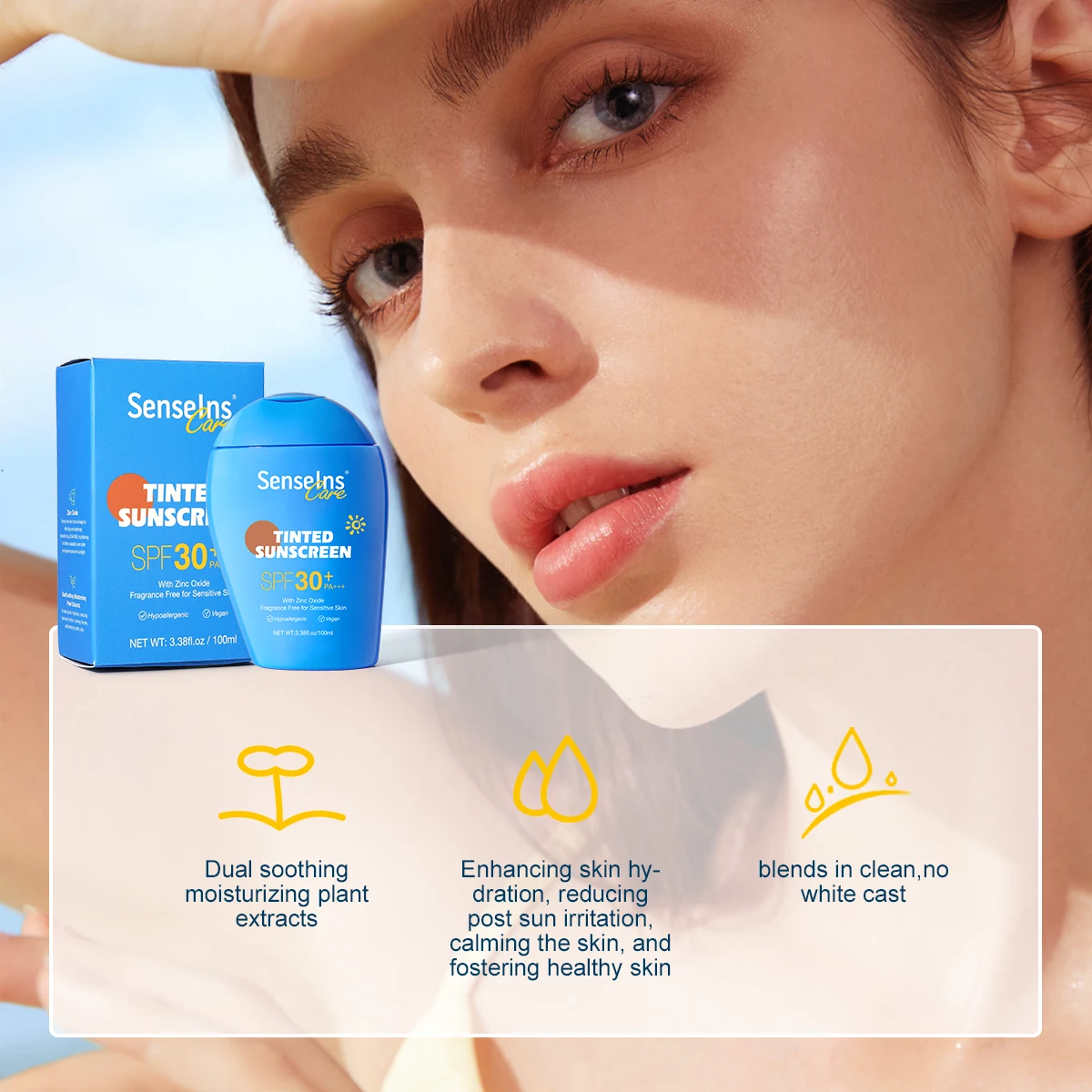 Spf 50 Sunscreen Private Label organic Tinted Moisturizer Anti UV Prevent Sunburn concealer Tinted Sunblock Sunscreen