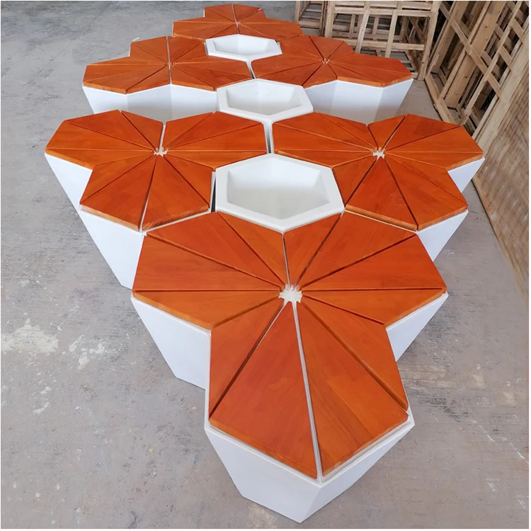 Polygon chair with flower pot Public 3-seater airport waiting chair for shopping mall/garden furniture