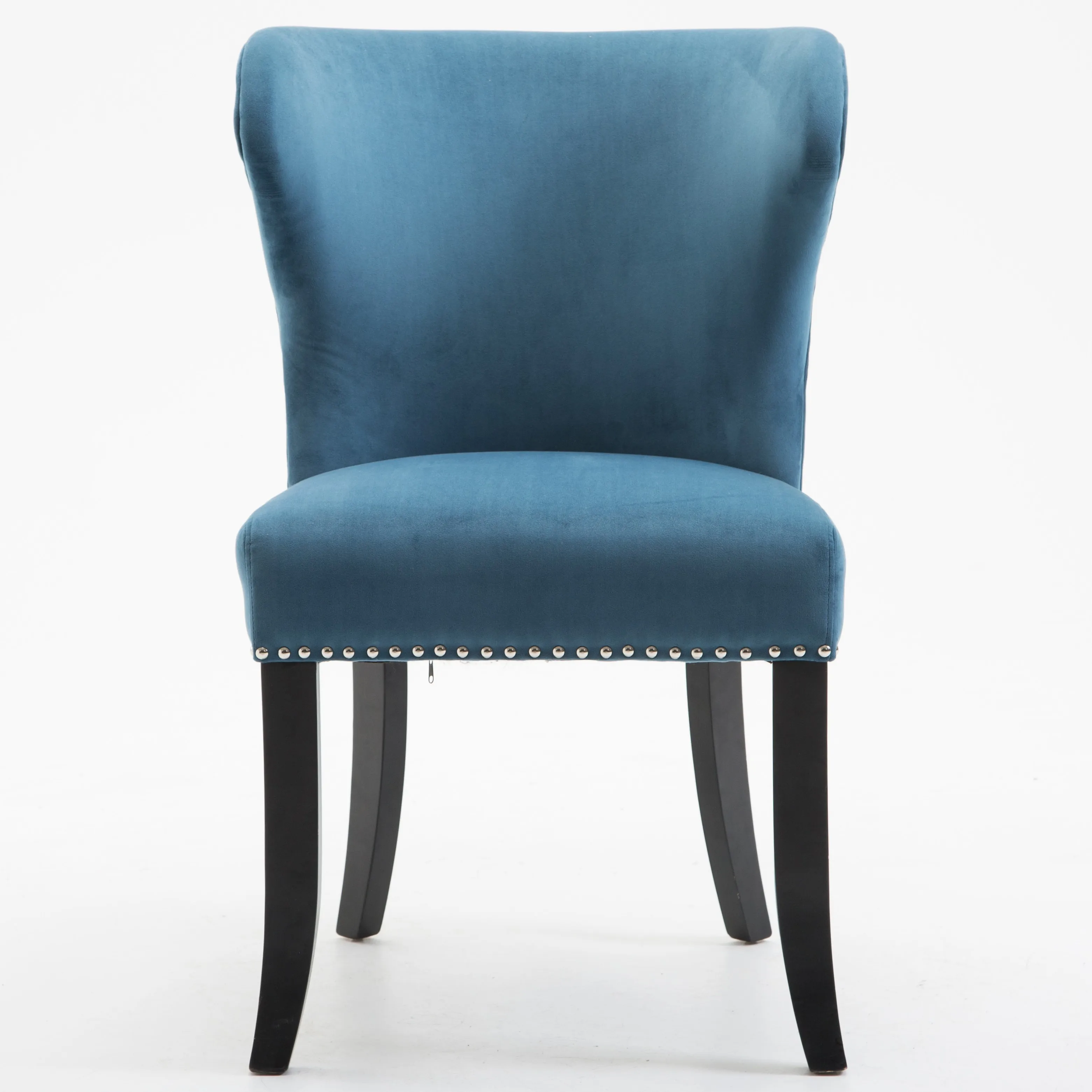 Stylish Blue Velvet Upholstered Tufted Solid Wood Legs Kitchen Dining Chair