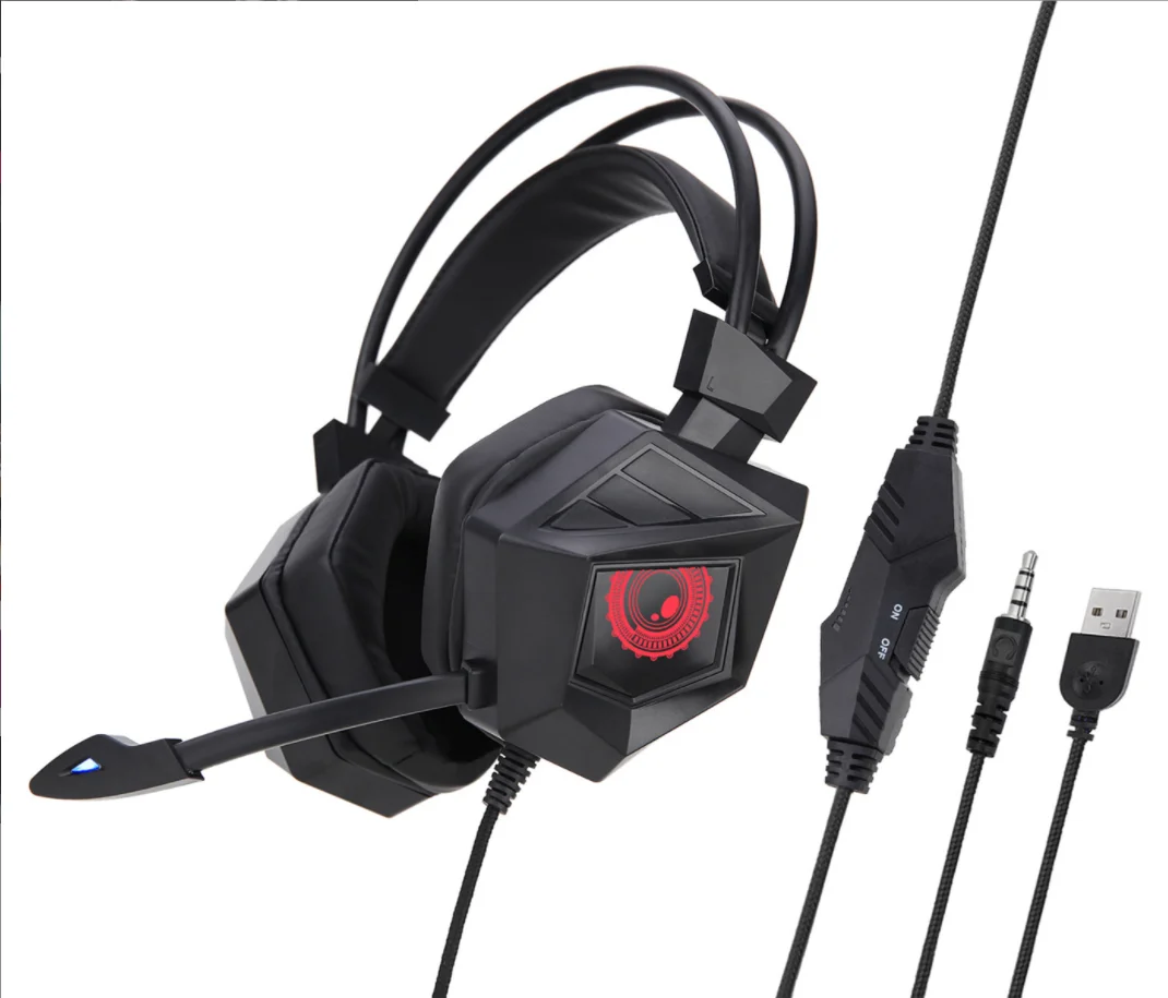Gaming Headset Headphone With Noise Cancelling Microphone Colorful Breathing LED Light Wired Headset  For X BOX PS 4 PS 5