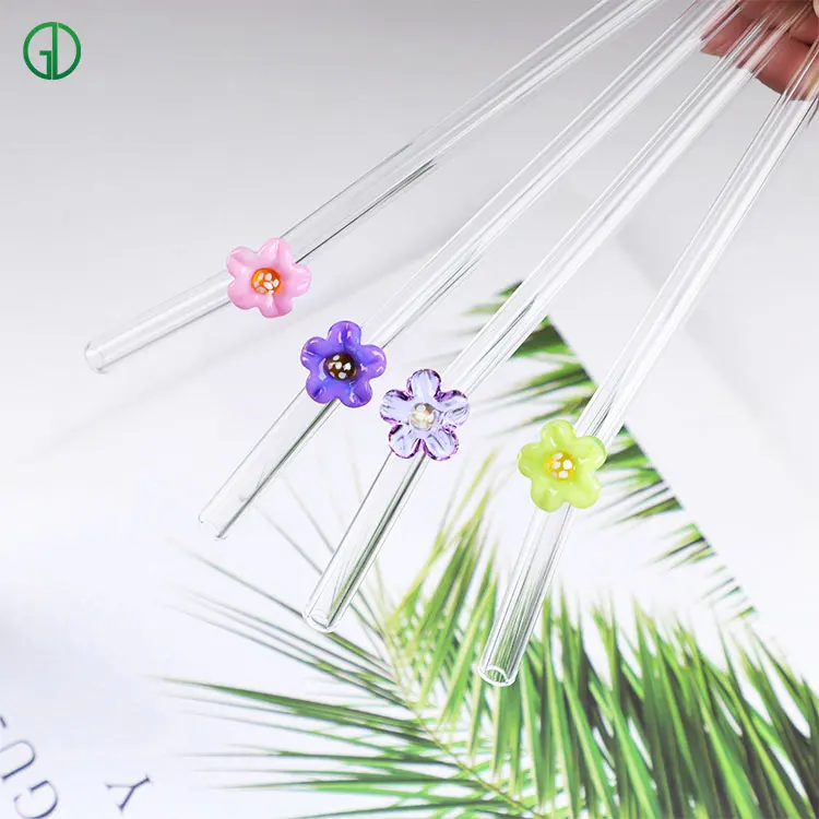 Anti Wrinkle Straw Eco Friendly Reusable High Borosilicate Glass Drinking Straw Clear Glass Bubble Tea Juice Straws