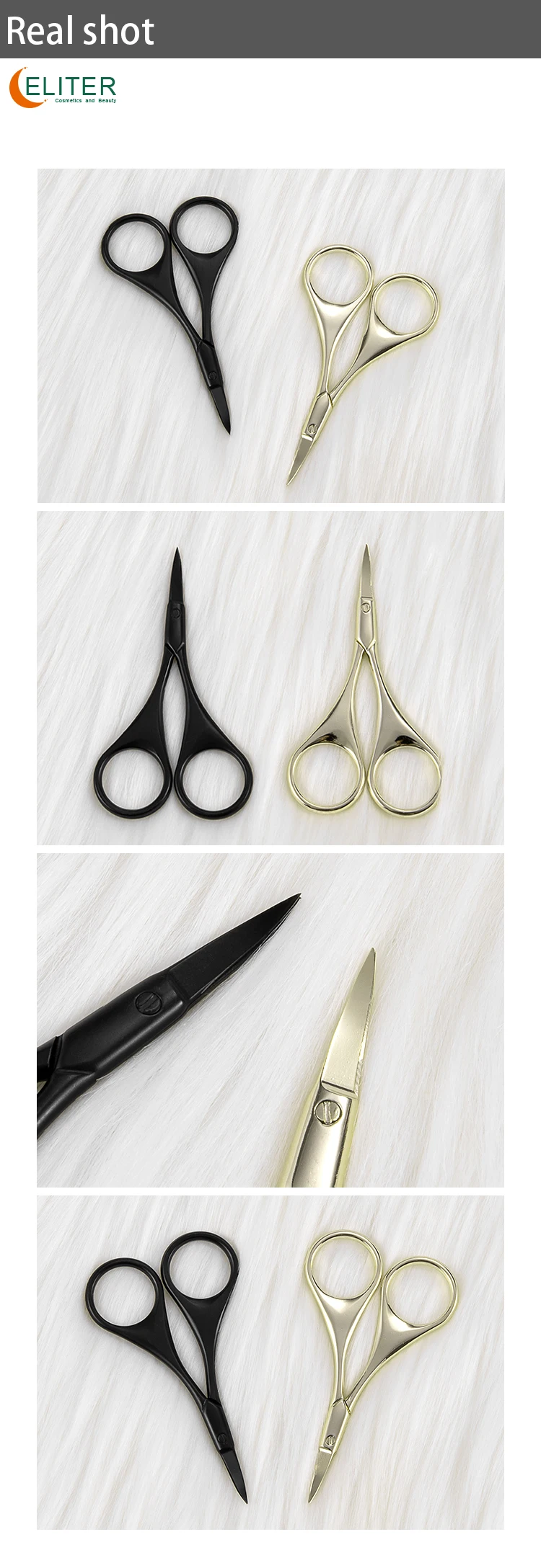 Eliter Hot Sell Black Sharp Blade Stainless Steel Cut Cuticle Cuticle & Nail Scissors Golden Scissors Manicure Scissors