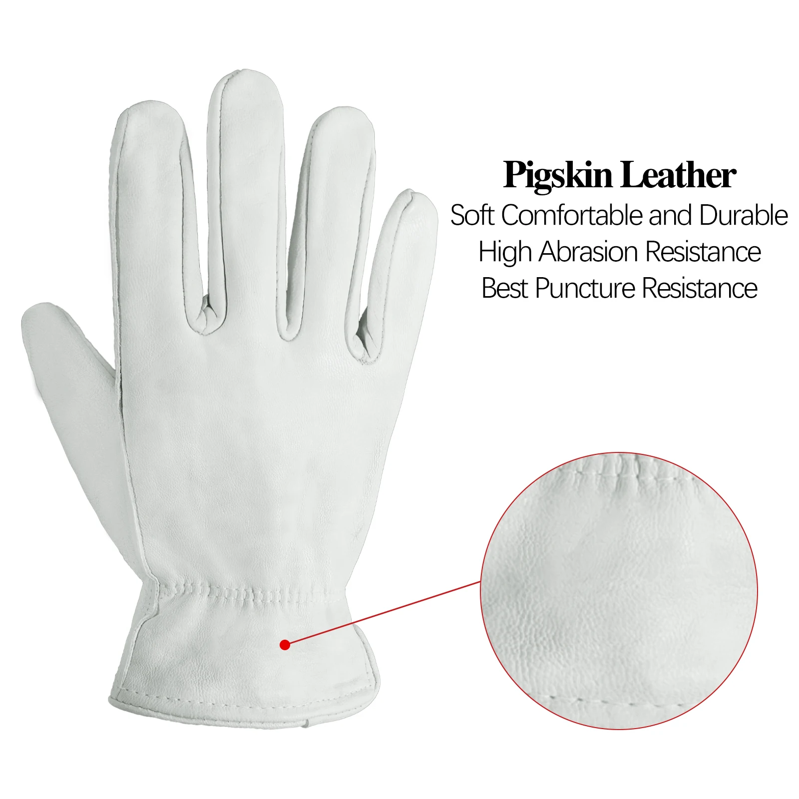 PRI High Quality Full Grain Goatskin Genuine Premium Leather Work Gloves Car Driving Gloves