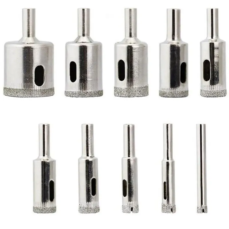 10 Pcs Diamond Hole Saw Drill Bits Set Kit for Ceramic, Glass,Bottles,Pots, Marble, Granite Stone, Tile