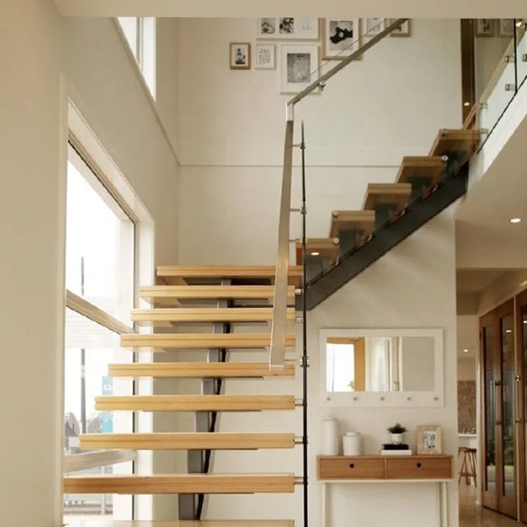 modern folding L shape beech curved wood stairs