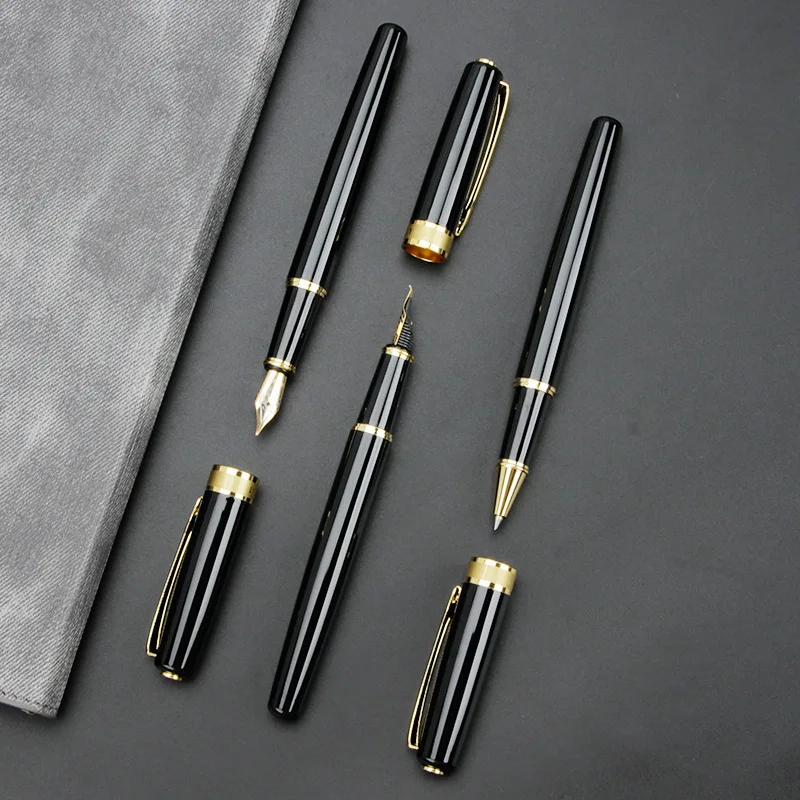 Custom luxury gold nibs black hero fountain pen with box