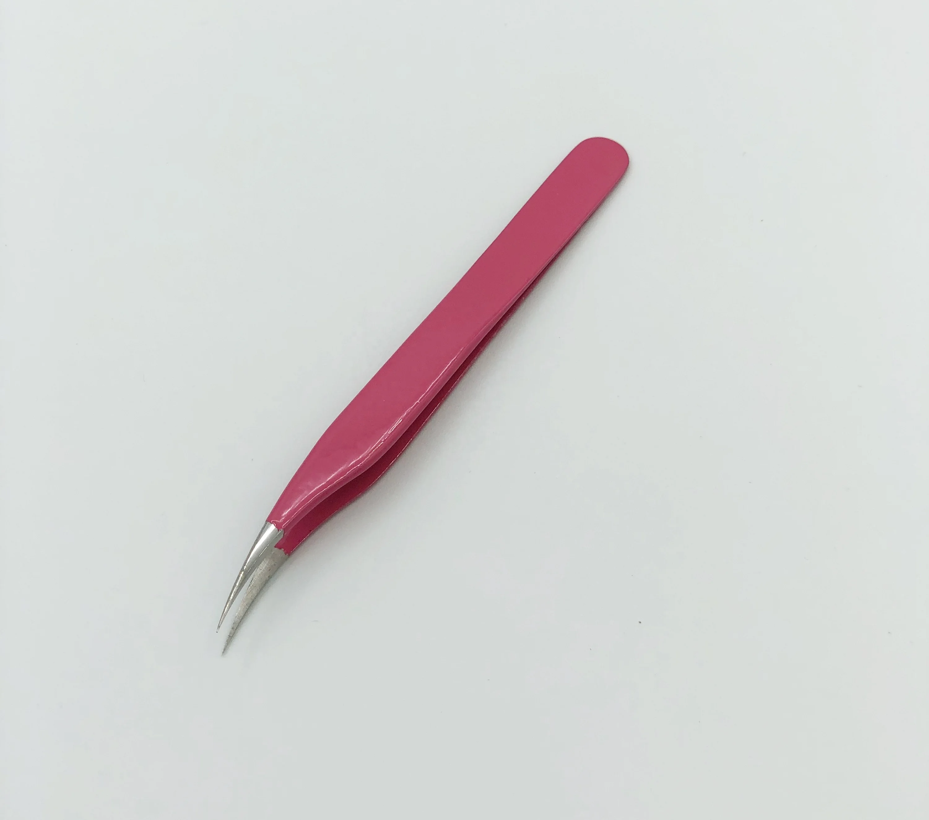  Профессиональный Розовый Пинцет для наращивания ресниц с алмазным наконечником серебряной нержавеющей сталью под частной этикеткой