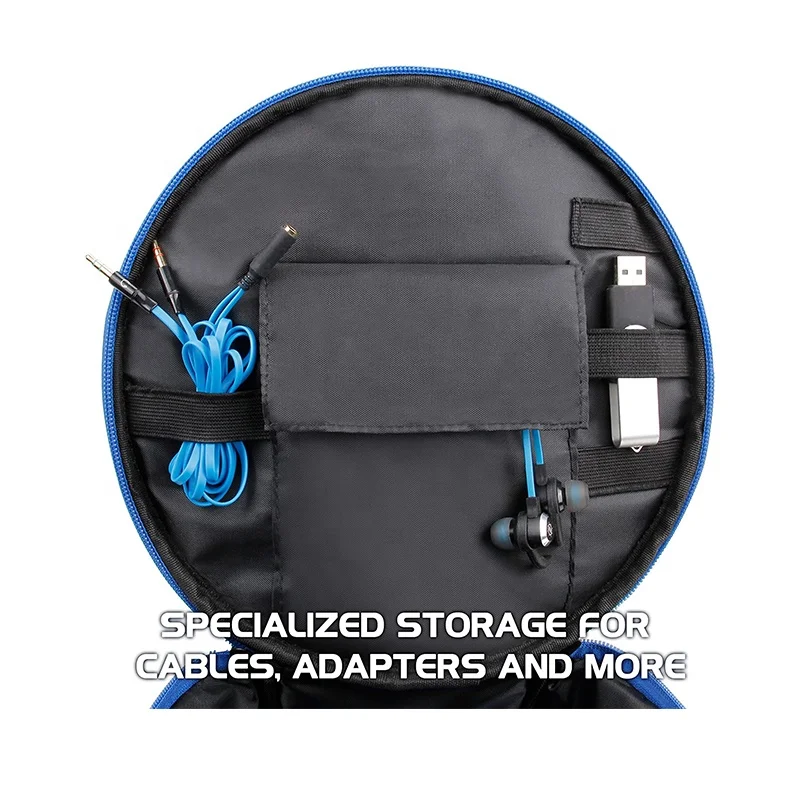 Portable round headphones case bag headphone storage bag for wired & wireless headsets DJ headphone bag