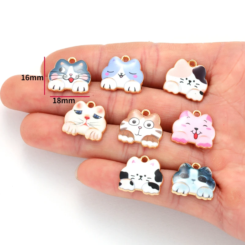 Enamel Alloy Charm Cartoon Cat Earring Pendant DIY Keychain Necklace Jewelry Accessories Kawaii Earring Charms W388