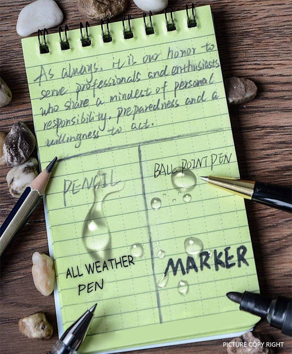 Waterproof Notebook All Weather Shower Pocket Tactical Notepad with Cover Steno Pad Memo Book(black 5pcs)