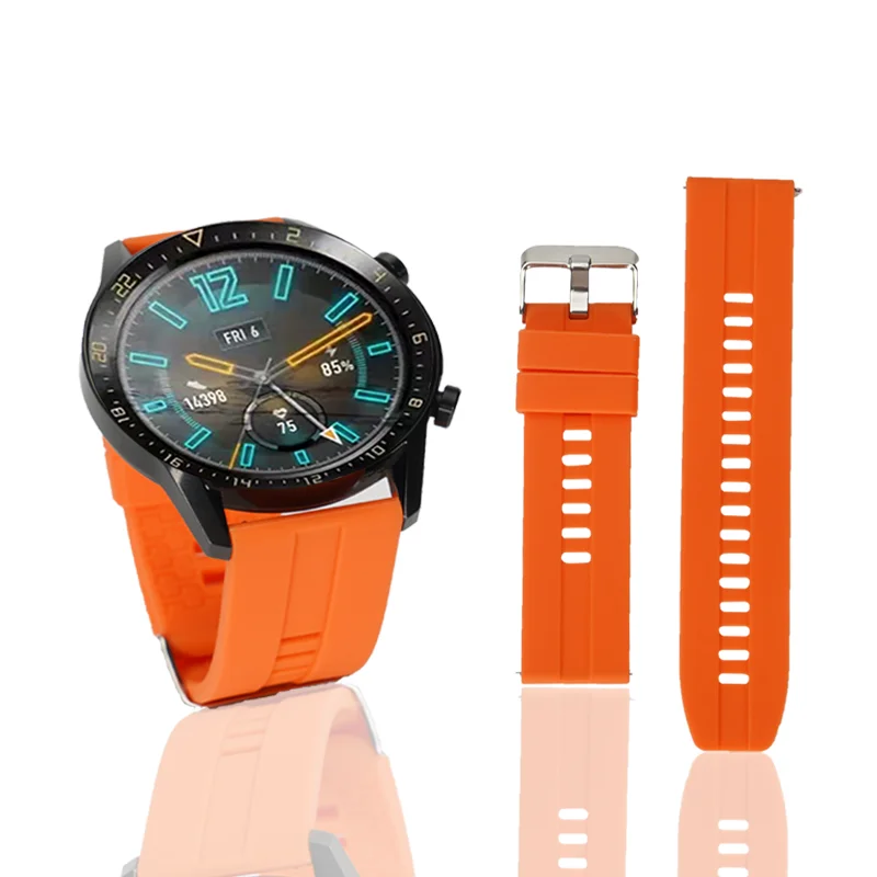 Wholesale custom solid color waterproof silicone Breathable perspiration material 22mm watchband for Huawei