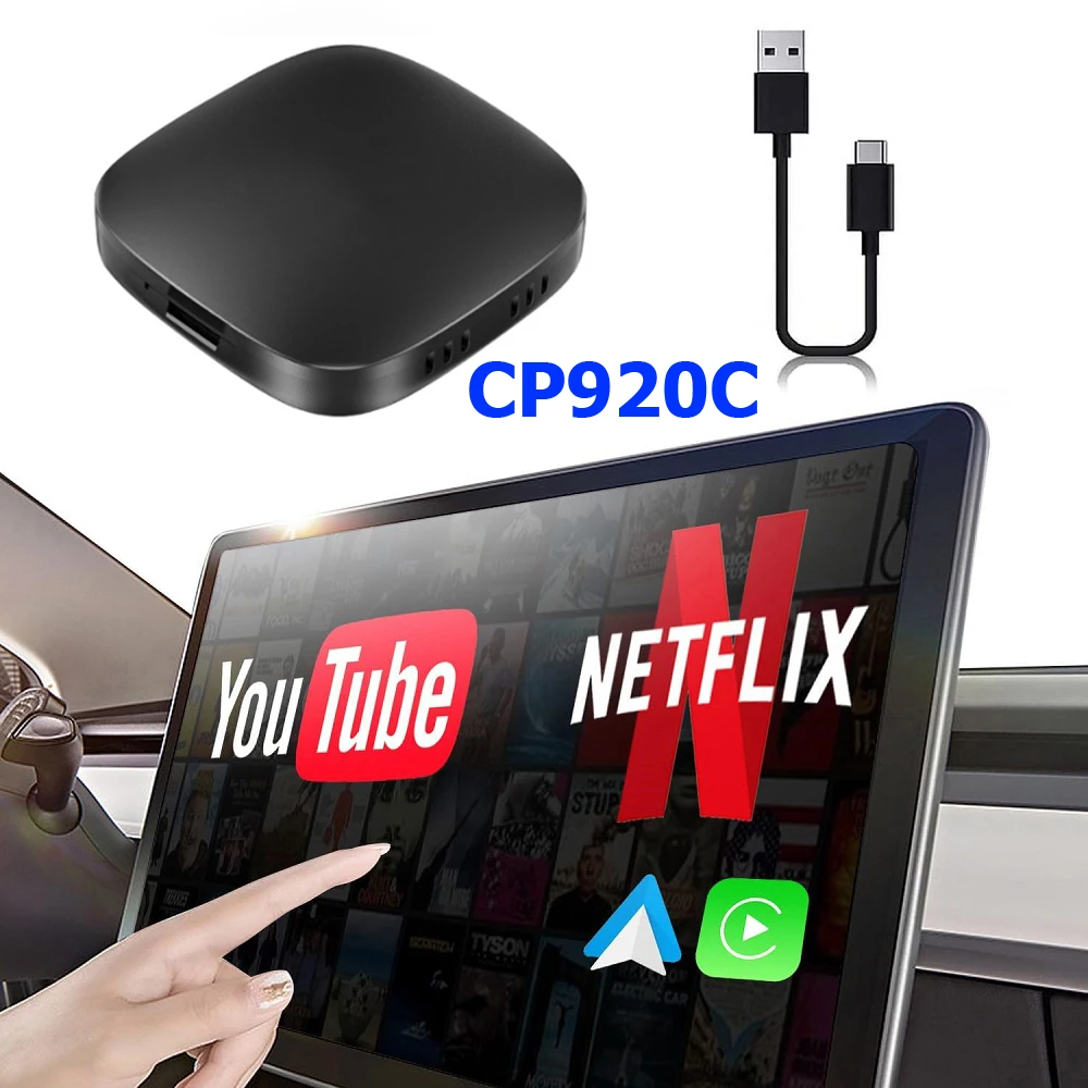 3 в 1 Carplay Ai Box CP920C Android 13 для автомобиля с Netflix YouTube 2 + 16G поддерживает автомобиль проводным и Auto