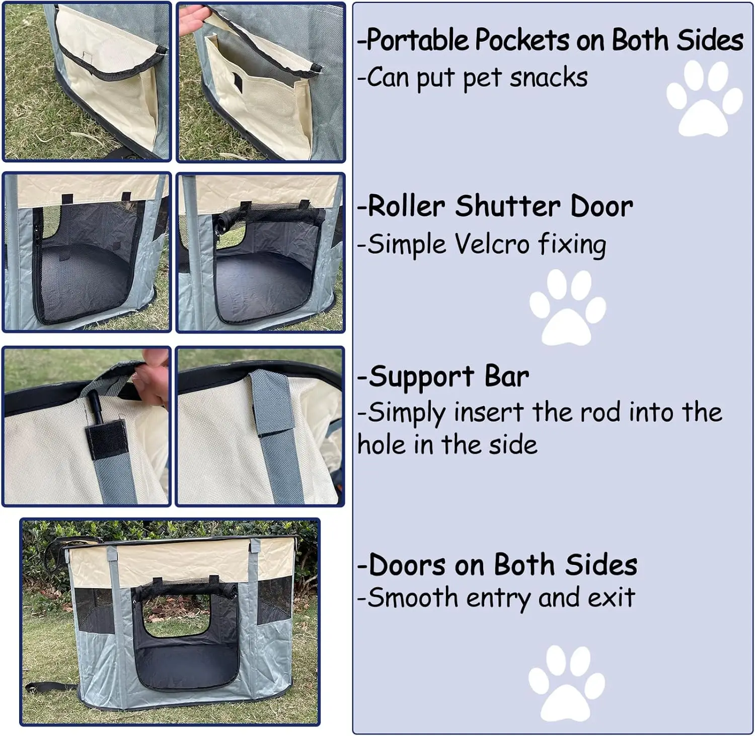 Foldable Square Pet Tent Portable Durable Windproof Breathability Mesh Cages Cat Dog Sleeping Playpen