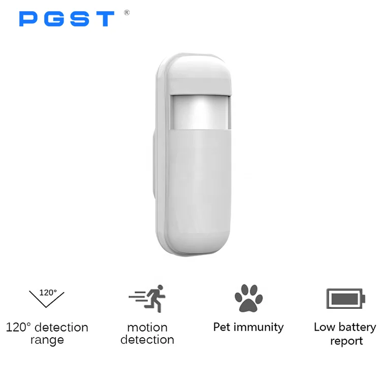 PGST Wireless Passive Infrared PIR Detector Motion Anti-high Frequency Interference Infrared Motion Sensor Burglar Alarm System