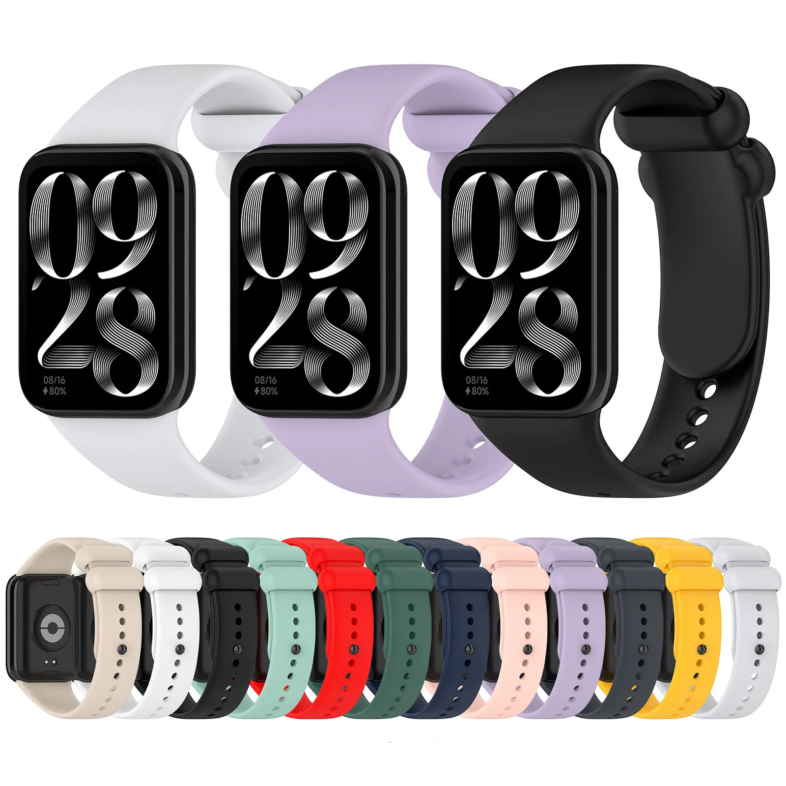 waterproof colorful silicone for xiaomi 18mm Skin friendly high-end silicone strap Metal plug Mi band 8 pro watch band