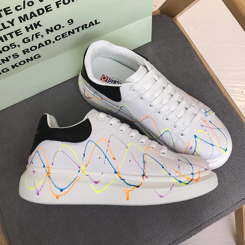 
 Белые низкие ПУ кожаные повседневные ночные светильники с воздушной подушкой увеличенная унисекс обувь для скейтборда  