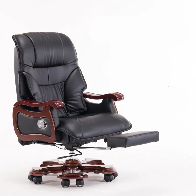 Boss Office Massage Chair Ergonomic Cowhide Chair With 7-Point Massage and Footrest