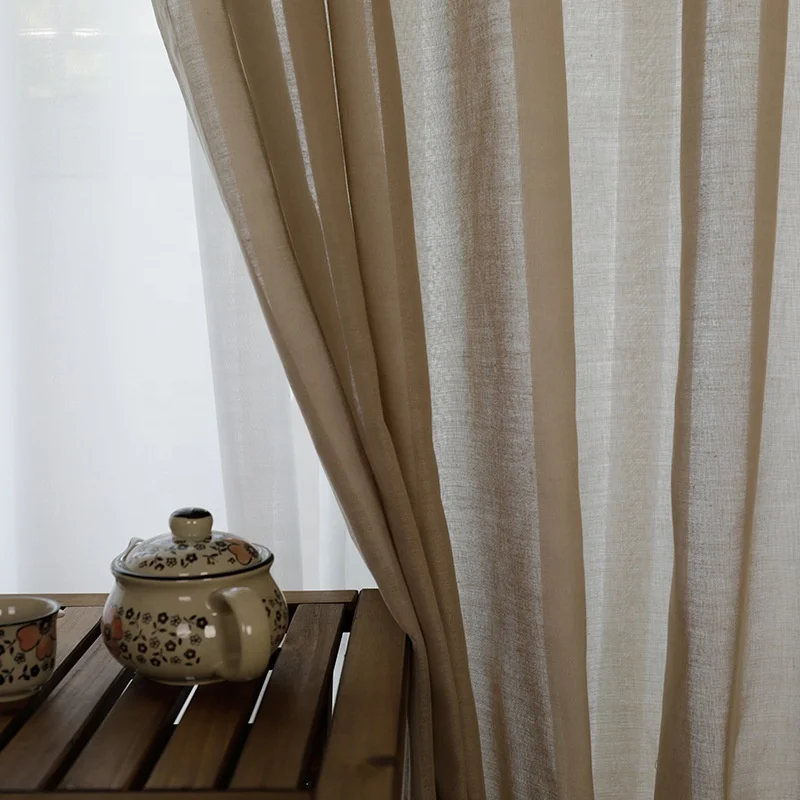 Wholesale Plain Bright Window Curtains For The Living Room Luxury Bedroom Hotel Thermal Insulated Hemp Fabric