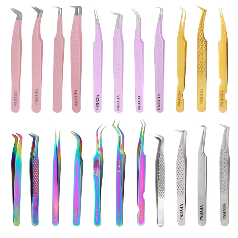 VEYES wholesale Stainless Steel Make Up tool LED Light Eyelash LED Light Lash Tweezer For Professional Eyelash Extension