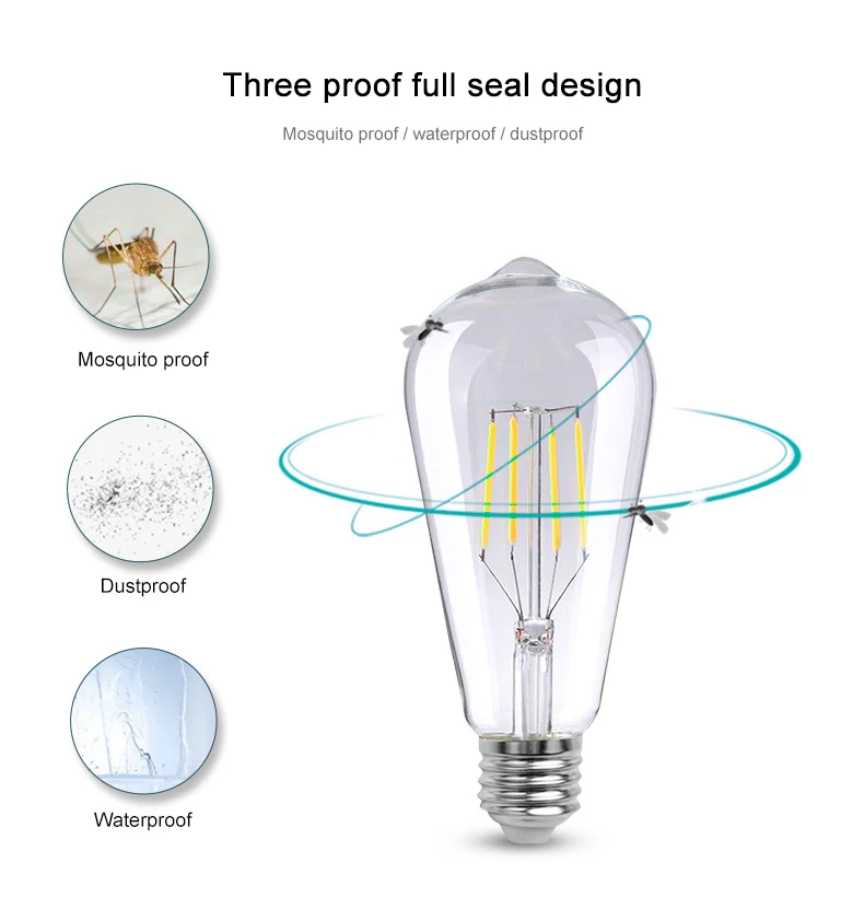 Energy Saving E27 ST64 Led Light Bulb Decorative Lamp 4W 6W 8W 10W