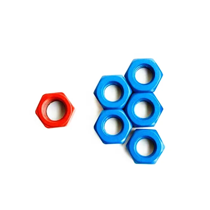 Blue Red color PTFE coating Carbon steel heavy hex nut