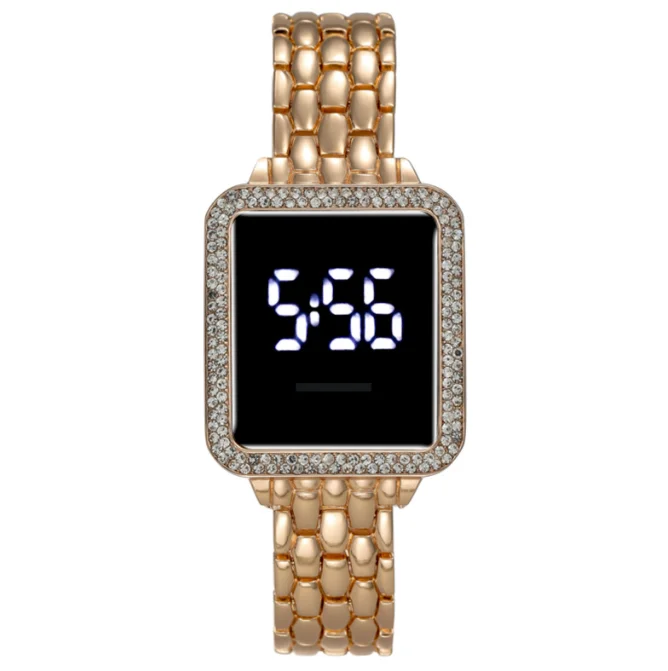 Fashion Watch Gold Trend Steel New Retro China Glass 18K Gold Plated Men Alloy Stainless Steel Square Fashion Watches for Women