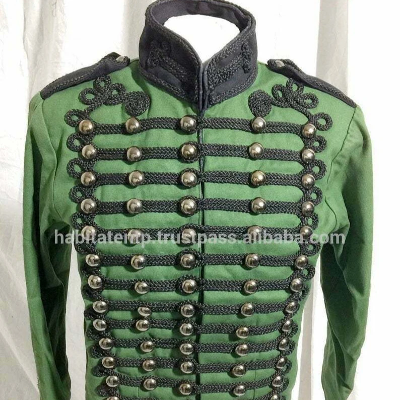 Оптовая продажа острая стильная зеленая куртка Hussar для мужчин черная оплетка индивидуальные размеры всех цветов