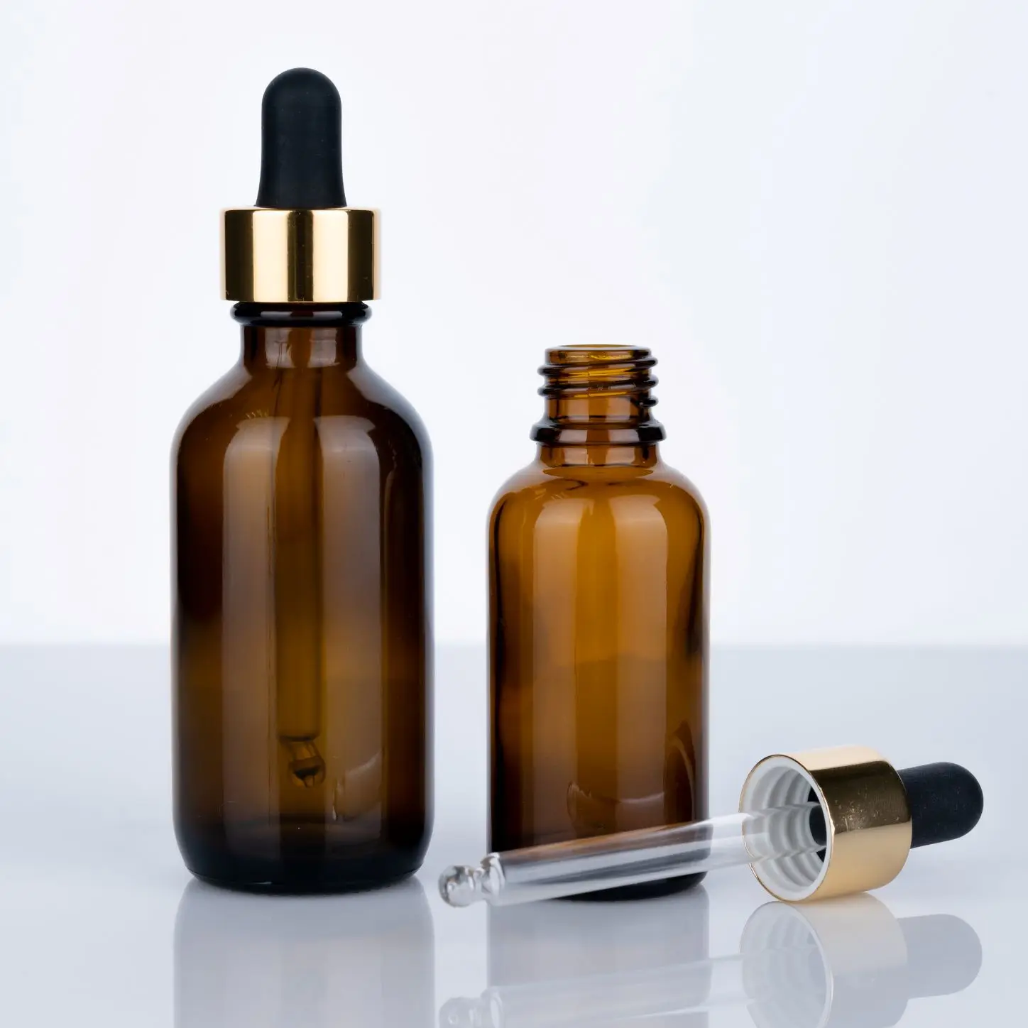 custom essential oil glass bottle amber boston round glass bottle  borosilicate hair oil bottle  with custom dropper