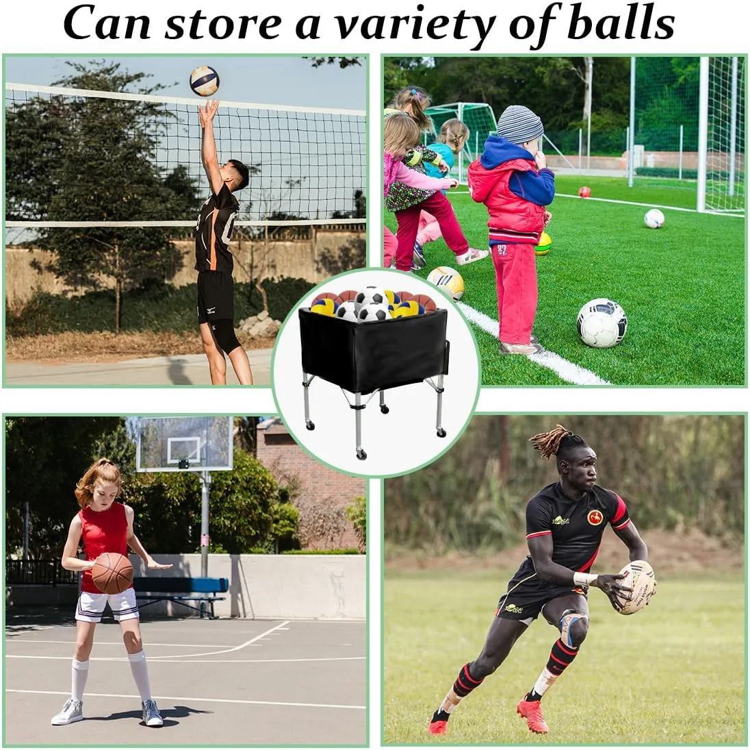 VC03 Hot Selling Volleyball Cart Customised, Volleyball Cart Dark Green, Volleyball Cart Factory in China