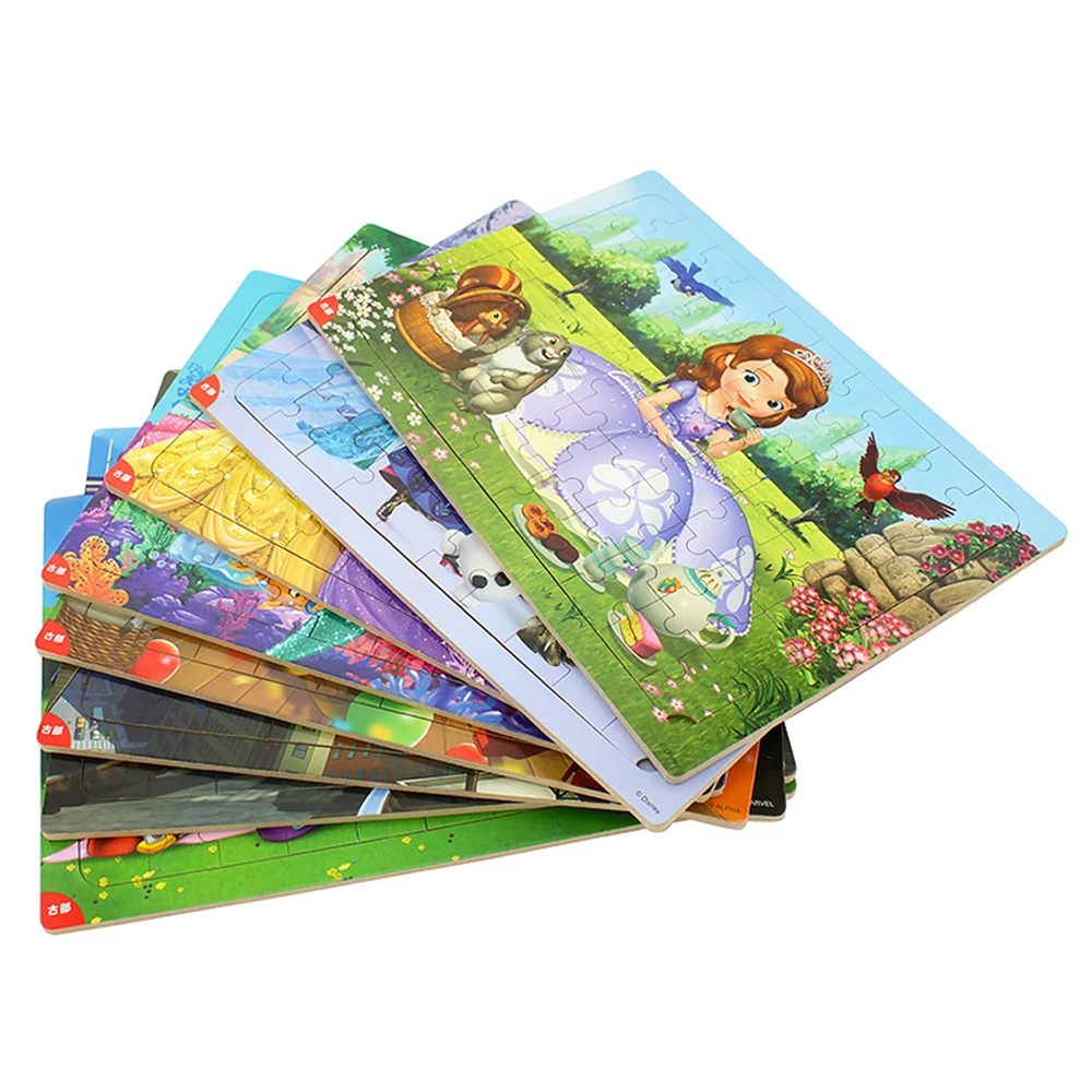 60 Pcs Wooden Puzzle Cartoon Educational Cartoon Jigsaws Basic Puzzle Toys for Kids 2 to 4 Years,5 to 7 Years Woody Puzzle GUBU