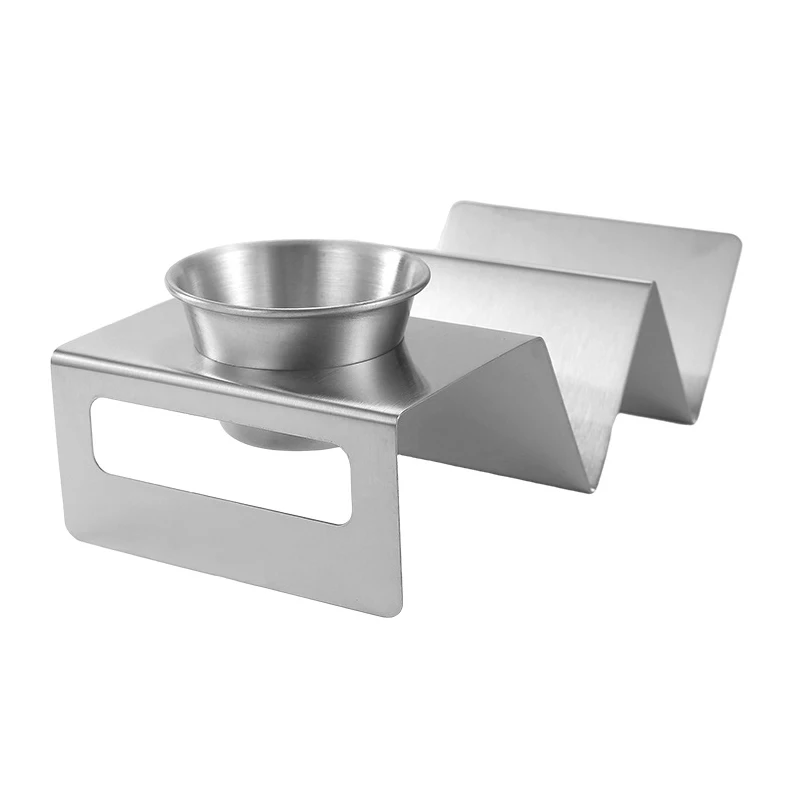 Wholesale Stainless Steel Taco Holder Taco Stand Rack Plates with Cup