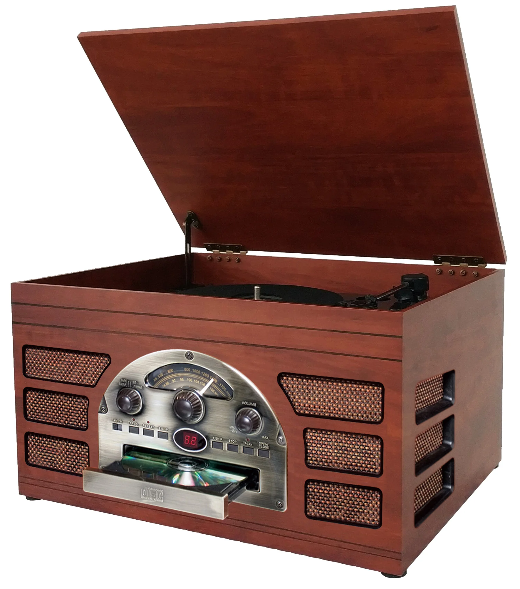 
Factory supply wooden bluetooth recording turntable record player with USB/TF FM Radio 