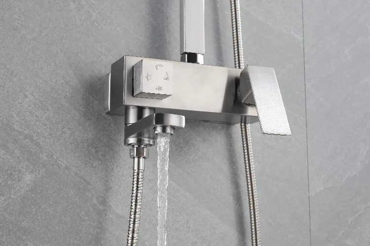 SUS 304 Stainless Steel Bathroom Square Shower Head and water tap sets for bathroom with easy square modern switch control