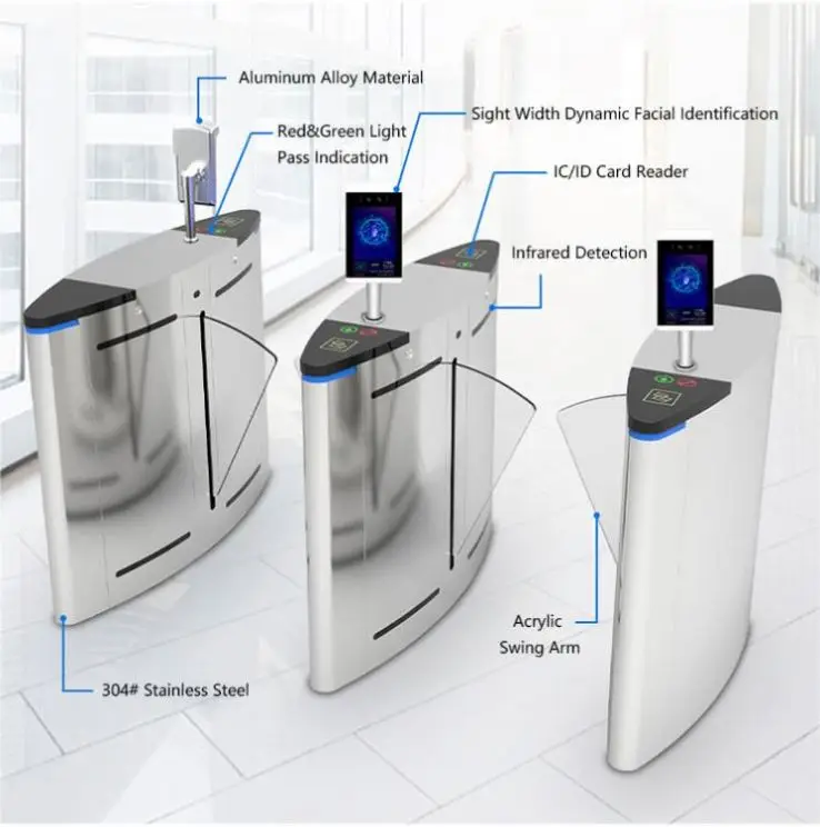 Automatic Security Entrance Flap Barrier Gate Access Control System