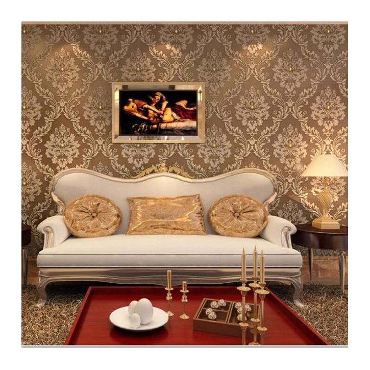 Hot sales Luxury Wall-covering CE Certificated Vinyl Wallpaper Beautiful Golden Rose Flower Wallpaper