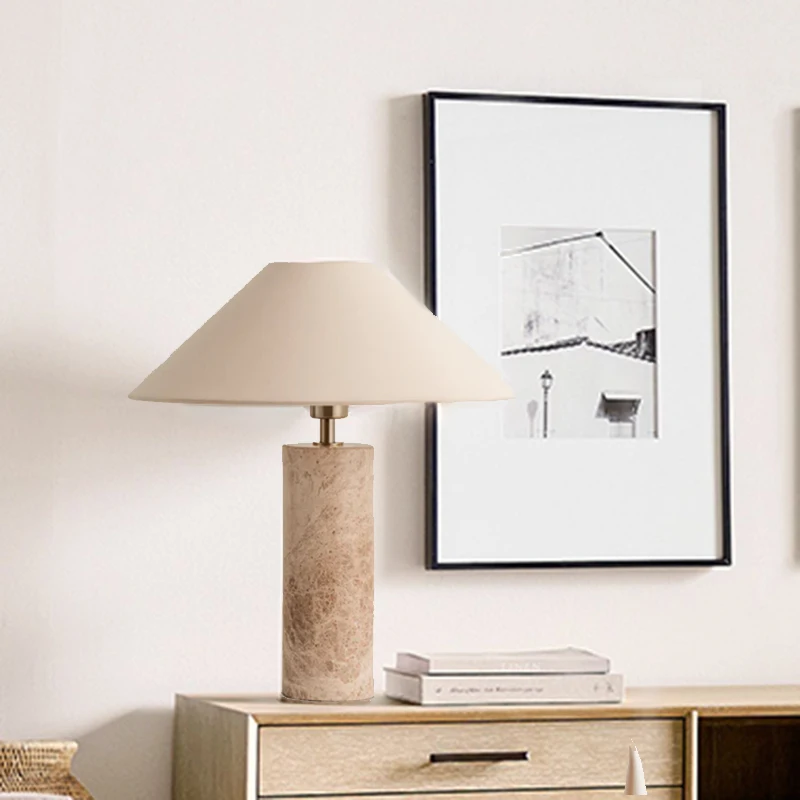 Nordic Modern Desk Lampe De Table Restaurant Hotel Luxury Bedside Villa Decoration Travertine Stone Marble Table Lamp