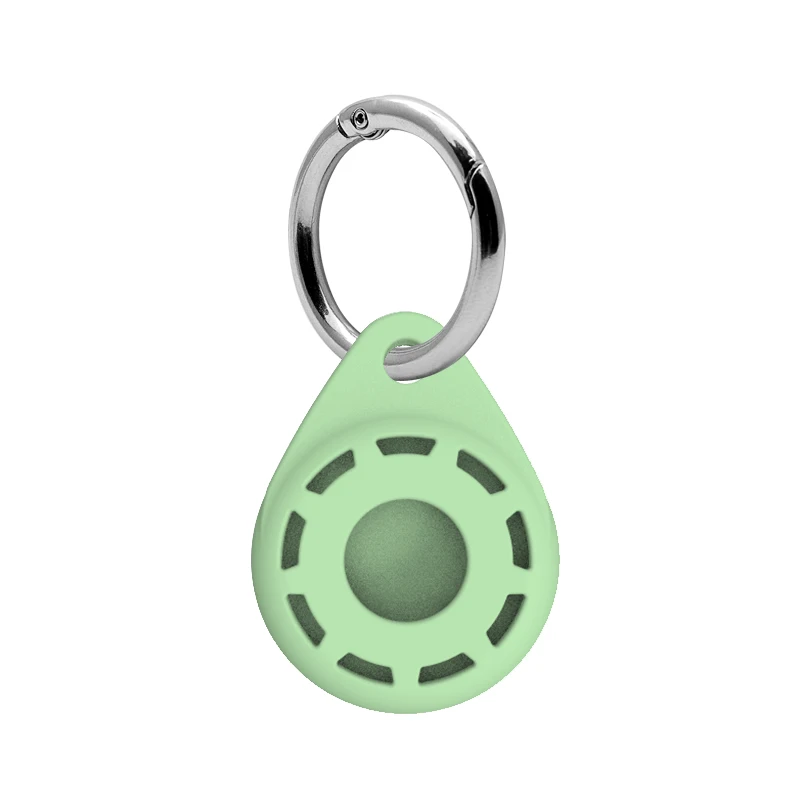 
high quality one side faces and hollow pattern airtag silicone case with key ring for airtag 