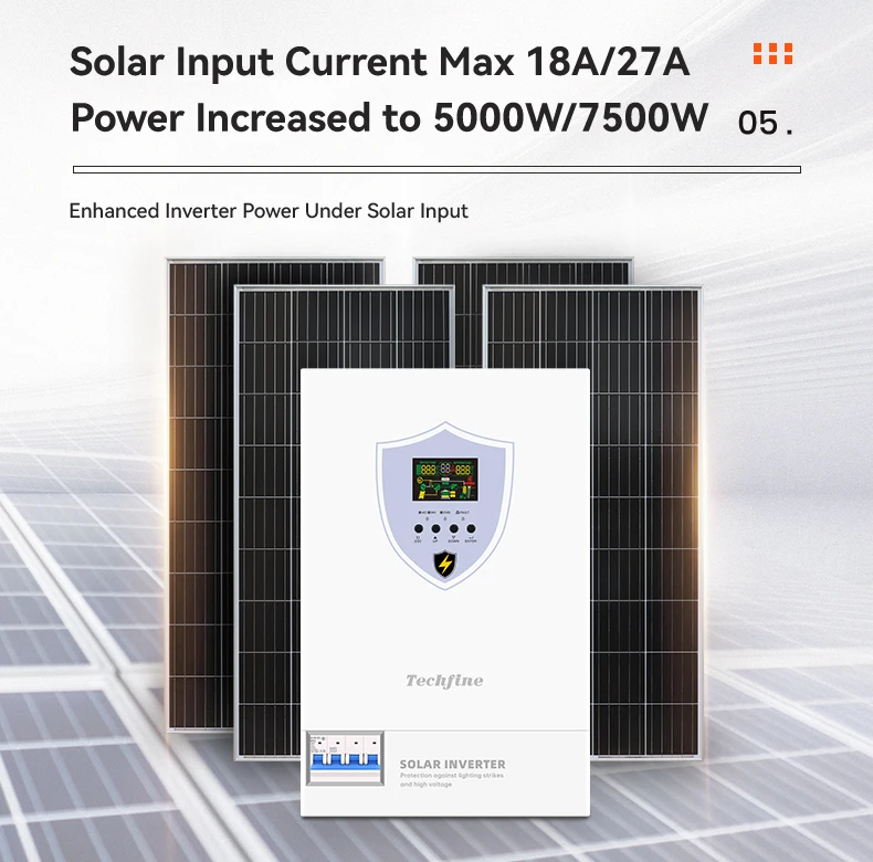 Techfine 3600w 6200w 48v solar off grid hybrid high frequency pure sine inverter solar inversor With lightning protection