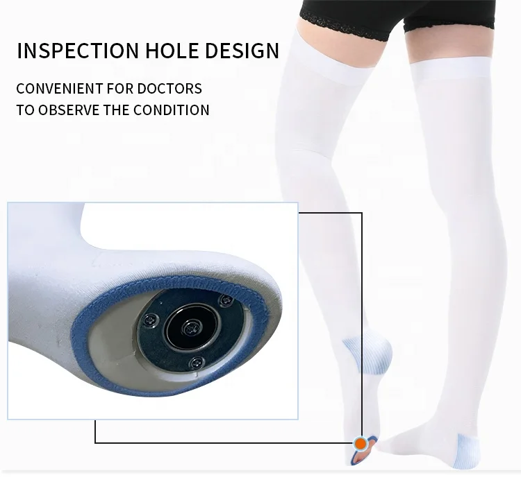 Medical anti-thrombosis pressure stockings, white medical rehabilitation thrombosis socks and thigh breathable pressure bandage