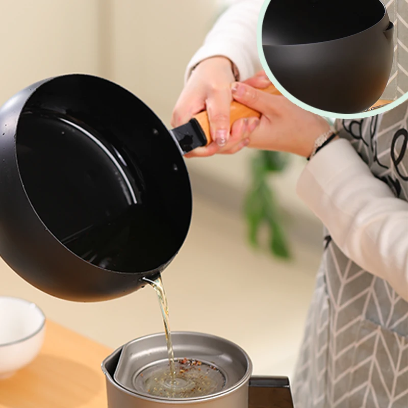 Non-stick Deep Frying Pot Fry Pan With Oil Draining Rack Japanese Style Tempura Frying Pot With wooden Handle