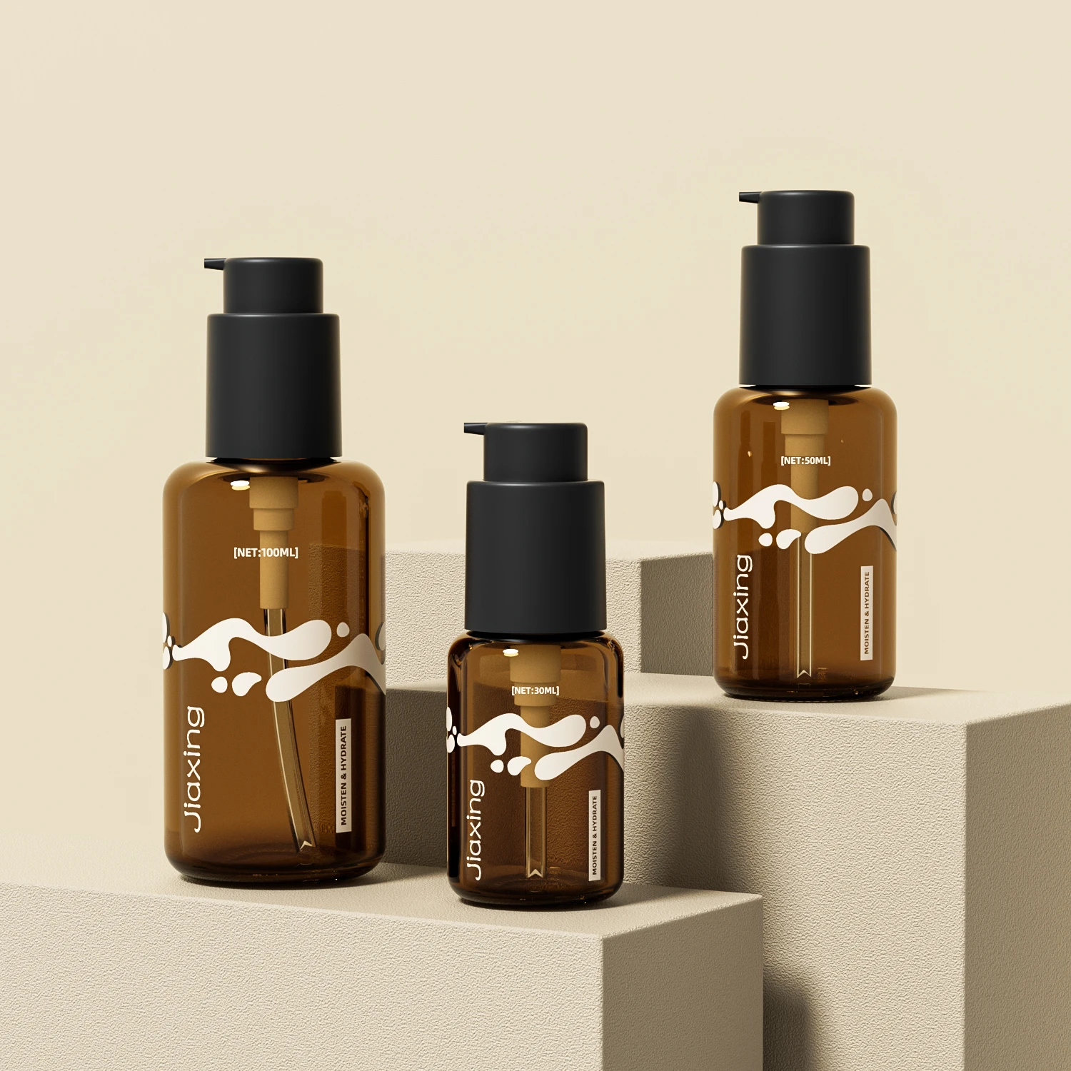 luxury face serum bottles packaging amber essential oil frosted glass serum pump bottle 30ml