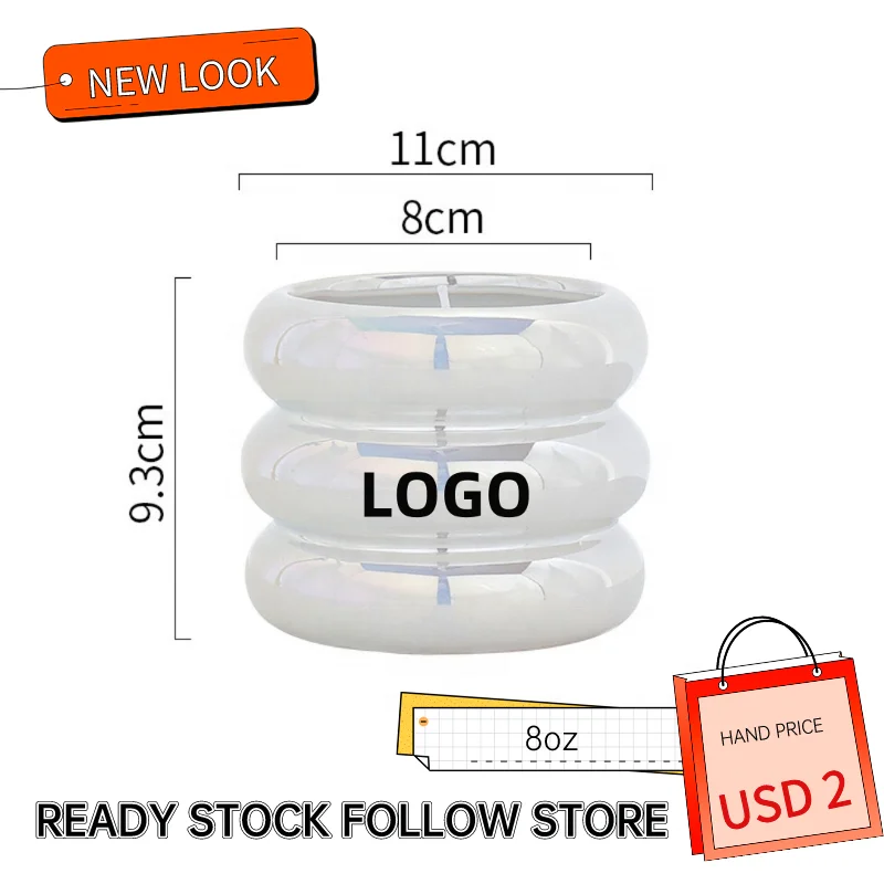 Wholesale 10oz Empty Candle Vessel Custom Multi Color Natural Soy Wax Ceramic Concrete Candle Jar